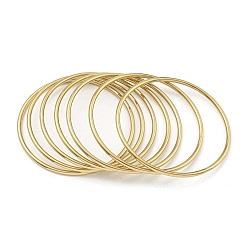 Золотой 7шт. вакуумное покрытие pvd 202 наборы браслетов из простых колец из нержавеющей стали, штабелируемые браслеты для женщин, золотые, внутренний диаметр: 2-7/8 дюйм (7.2 см), 3 мм