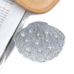 Шифер Серый Заколки для волос из пвх, с имитацией жемчужина бисера, формы раковины, шифер серый, 66x52 мм