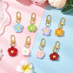 Золотой 8шт. Цветочные подвески ручной работы из хлопка, с поворотными застежками сплава, золотые, 56 мм