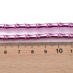 Pearl Pink Electroplate Glass Beads Strands, Bamboo, Pearl Pink, 8x4.5mm, Hole: 0.8mm, about 50pcs/strand, 15.75''(40cm)