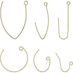 Echt 18 k vergoldet Messing Ohrhaken, mit horizontaler Schleife, echt 18 k vergoldet, 7.4x7.2x1.7 cm, 60 Stück / Karton