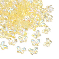 Желтый Прозрачные стеклянные бусины с цветным покрытием ab, бабочка, желтые, 10x15x5 мм, отверстие : 1.2 мм, Около 1111 шт / 1000 г