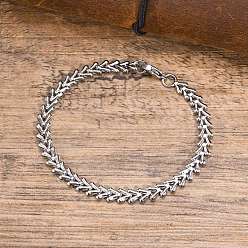 Letter V Браслеты из нержавеющей стали с не тускнеющими звеньями для мужчин, Буква V, 7-1/2 дюйм (19 см)