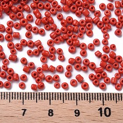 Red Glass Seed Beads, Opaque Colours Seed, Small Craft Beads for DIY Jewelry Making, Round, Red, 2mm, Hole:1mm, about 30000pcs/pound