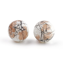 Camel Drawbench & Baking Paint Glass Beads Strands, Round, Camel, 4mm, Hole: 1.1~1.3mm, about 200pcs/strand, 31.4 inch