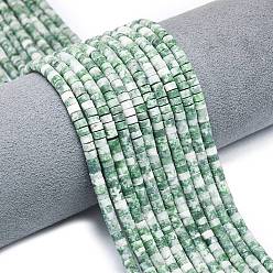 Камень с Зелеными Точками Натуральные зеленые пятна яшмовых нитей, матовые, дисковые бусы, Heishi бусы, 4~4.5x2~2.5 мм, отверстие : 1 мм, около 155~157 шт / нитка, 15.24 дюйм (38.7 см)