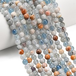 Аквамарин Природные Аквамарин бисер нитей, круглые, сгладить, 6.5 мм, отверстие : 0.8 мм, около 60 шт / нитка, 14.96'' (38 см)