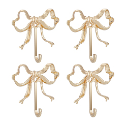 Золотой 4 крючки-вешалки для сумок из сплава, с винтом и заглушкой, бантом, золотые, 65x66x17 мм, отверстие : 3 мм