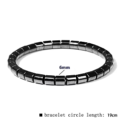 Column Personal Black Agate Stone Bracelet for Men Women Vintage Style Elastic Cord Jewelry