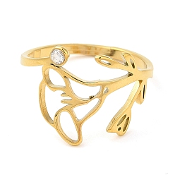 Золотой 304 нержавеющая сталь с регулируемыми кольцами из циркония, сентябрь-морингглори, золотые, 1.5~13.5 мм, размер США 6 (16.5 мм)