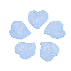 Light Steel Blue Transparent Acrylic Pendants, Frosted, Heart, Light Steel Blue, 16x15x3mm, Hole: 1.8mm, about 1400pcs/500g