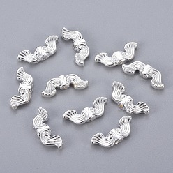 Серебро Сплавочные овальные бусины тибетского стиля , без свинца, без кадмии и без никеля, крыло, серебряный цвет гальваническим, 19x7.5x3.5 мм, отверстие : 1.5 мм