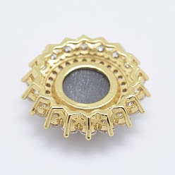 Oro Enlaces druzy ágata natural de múltiples hebras, con hallazgo de latón y diamantes de imitación, flor, dorado, 22x8 mm, agujero: 1x2 mm