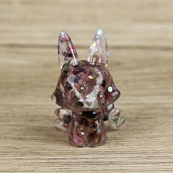 Турмалин Украшение для дисплея девятихвостой лисы из смолы, с натуральной турмалиновой крошкой внутри статуэток для украшения домашнего офиса, 40x35x65 мм