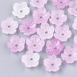Rose Nacré Perles de corail synthétiques, teint, fleur, perle rose, 8x8x2.5mm, Trou: 1mm