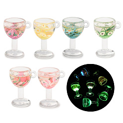 (52) Непрозрачная лаванда Подвески из светящейся прозрачной смолы, кубок со смолой внутри, светится в темноте, разноцветные, 39.5~40x30x24 мм, отверстие : 3~3.5 мм