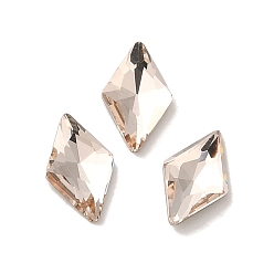 Light Peach Glass Rhinestone Cabochons, Point Back & Back Plated, Faceted, Rhombus, Light Peach, 8x5x2mm
