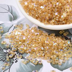 (HTL251) Прозрачный Светлый Топазовый AB Миюки половина бусины тила, японский бисер, 2 отверстие, (htl 251) прозрачный светлый топаз, 5x2.3x1.9 мм, Отверстие: 0.8 мм, о 250 шт / бутылка, 10 г / бутылка