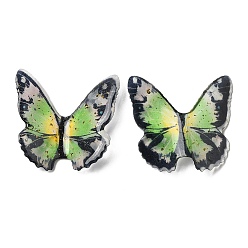 Light Green Translucent Resin Cabochons, with Gold Foils, Butterfly, Light Green, 37x40x2mm