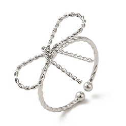 Платина Латунные кольца-манжеты для женщин, без кадмия и без свинца, бантом, платина, внутренний диаметр: 18 мм