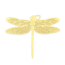 Настоящее золото 18K Латунные филигранные большие подвески, стрекоза, гравированные металлические украшения, без кадмия, без никеля и без свинца, реальный 18 k позолоченный, 58x69.5x0.3 мм, отверстие : 4.5x4.5 мм