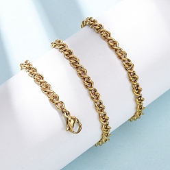 Золотой 3.8мм 304 ожерелья из витой цепи из нержавеющей стали, ионное покрытие (ip), золотые, 16.93 дюйм (43 см)