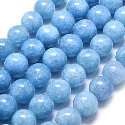 Темно-Голубой Натуральный Malaysia нефритовые бусы пряди, окрашенная и подогревом, круглые, глубокое синее небо, 14 мм, отверстие : 1.5 мм, около 27 шт / нитка, 14.96 дюйм (38 см)