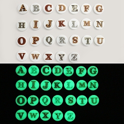 Letter Leuchtende flache runde lebensmittelechte umweltfreundliche Silikon-Brennperlen, Buchstabe, 28 mm