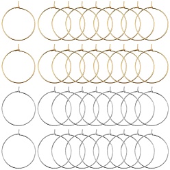 Позолоченный и Цвет Нержавейки 160 шт. 2 цвета 316 фурнитура для сережек-колец из хирургической нержавеющей стали, кольца для бокалов вина, настоящее золото и нержавеющая сталь, 25x0.7 мм, 21 датчик, 80 шт / цвет