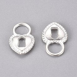 Silver DIY Alloy Pendants, Heart Lock, Silver, 17.5x11.5x2.5mm, Hole: 5.5mm