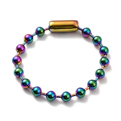 Rainbow Color Ионное покрытие (ip) 304 браслет из нержавеющей стали с шариковой цепочкой и соединительной застежкой для женщин, Радуга цветов, 8-7/8 дюйм (22.5 см)