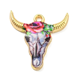 Светлый Стально-синий Подвески из сплава, без свинца, без кадмии и без никеля, крупный рогатый скот, светло-стальной синий, 22x21.5x2.5 мм, отверстие : 1.8 мм