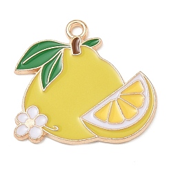 Other Fruits Подвески из эмали и сплава, золотой свет, украшения из грейпфрута, 23x25x1 мм, отверстие : 1.2 мм