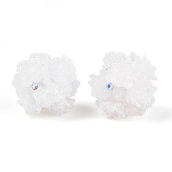 Белый Бусины из полимерной глины со стразами и рельефными смоляными розами, для телефонных цепей, кукольные брелоки и украшения для сумок, белые, 22~26 мм, отверстие : 2~2.5 мм