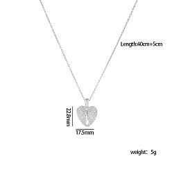 Wing Brass Micro Pave Cubic Zirconia Openable Blank Locket Pendant Necklaces for Engraved Name, with 304 Stainless Steel Chains, Stainless Steel Color, Wing, 15.75 inch(40cm), Pendant: 22.8x17.5mm