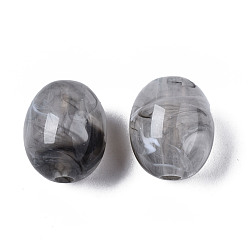 Dark Gray Acrylic Beads, Imitation Gemstone Style, Barrel, Dark Gray, 13x10mm, Hole: 2mm, about 550pcs/500g