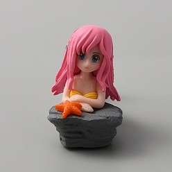 Ярко-Розовый Украшения из смолы в виде русалок, Микро пейзаж бонсай аксессуары для украшения аквариума, ярко-розовый, 46.5x30x60 мм