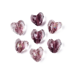 Серо-розавый Handmade стеклянные бусины фольги, сердце, увядшая роза, 11~12x12~13x8~8.5 мм, отверстие : 1~1.6 мм
