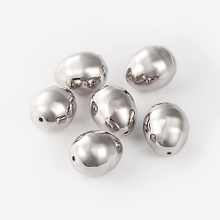 Серебро Жемчужные бусины с гальваническим покрытием, пасхальное яйцо, серебряные, 15~16x13~14 мм, отверстие : 1~1.2 мм