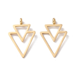 Золотой Ионное покрытие (ip) 304 подвески из нержавеющей стали, двойной треугольник, золотые, 34.5x23x6 мм, отверстие : 4 мм