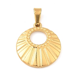Golden Ion Plating(IP) 304 Stainless Steel Pendants, Flat Round Charm, Golden, 19x17x2mm, Hole: 6x3mm