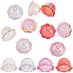 (52) Непрозрачная лаванда 60 шт 4 цвета УФ-покрытие акриловые колпачки для бусин, цветок, разноцветные, 24x15.5 мм, отверстие : 3 мм, внутренний диаметр: 16.5 мм, 15 шт / цвет