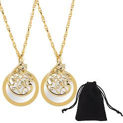 Золотой 2 Женское ожерелье с подвеской в виде цветка из сплава и стекла с увеличительным стеклом, с мешками на шнурке из бархатной ткани 1pc, золотые, 18.50 дюйм (47 см)