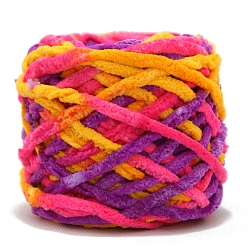 Разноцветный Мягкая полиэфирная пряжа для вязания крючком, толстая пряжа для шарфа, пакет, изготовление подушек, сегмент окрашенный, красочный, 7 мм, около 43.74 ярдов (40 м) / моток
