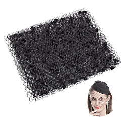 Черный Сетчатая ткань из полиэстера, для вуалей своими руками шляпы вуалетки, чёрные, 20.5x0.2 см, около 3м/доска