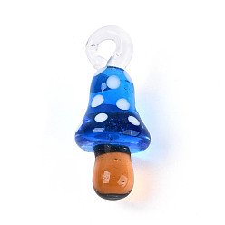 Озёрно--синий Подвески лэмпворк ручной работы, грибные прелести, Плут синий, 36.5~38x15~16.5x15.5~16.5 мм, отверстие : 4~4.5x3.5~4.5 мм