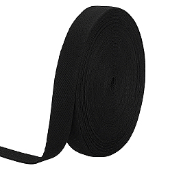 Черный 1 рулон хлопчатобумажной и льняной репсовой ленты, полоса, для аксессуаров для одежды, украшение подарка, чёрные, 1 дюйм (25 мм), около 16.40 ярдов (15 м) / комплект