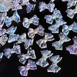 Mixed Color Transparent Resin Cabochons, with Glitter Powder, Bowknot, Mixed Color, 7.5~8x10~10.5x3mm