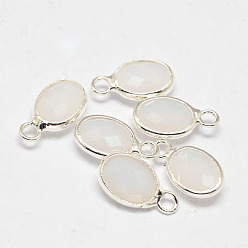 Льняное Полотно Овальные ограненные серебряные подвески цвета латуни, белье, 12x7x3.5 мм, отверстие : 1 мм
