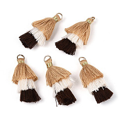 Разноцветный Кулон с кисточкой из поликоттона (полиэстер), с железной фурнитурой, золотые, красочный, 39~40x19~26x6~7 мм, отверстие : 4 мм